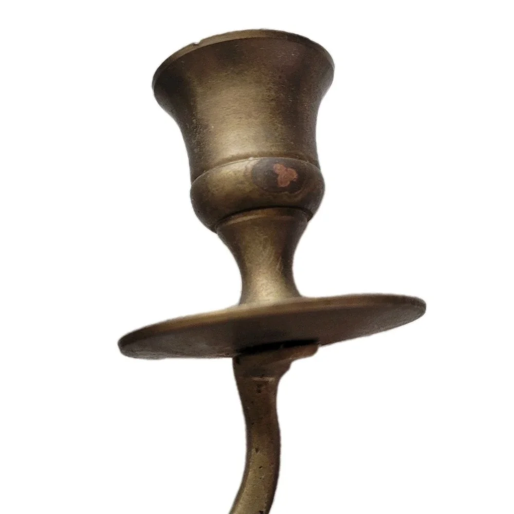Ornate Vintage Brass Triple‎ Candle Holder | French Country Victorian Decor